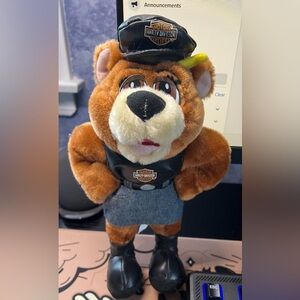 Harley-Davidson Brown Bear Plush toy  with Denim and Black Vest